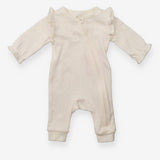 Sleepsuit zipped white with pink spots