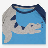 Tee Shirt Blue and Grey with Nessie making Bubbles