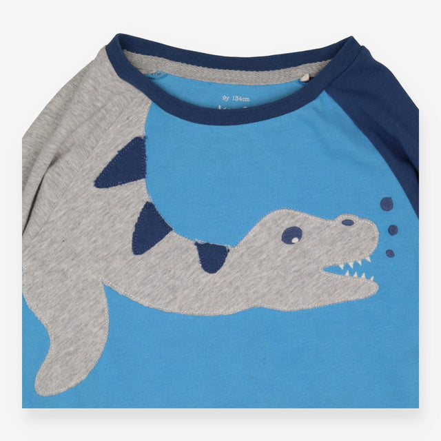 Tee Shirt Blue and Grey with Nessie making Bubbles
