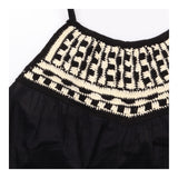 Black and Cream Embroidered Camisole Top