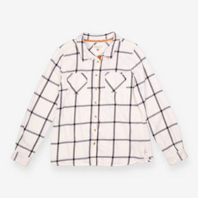 Check Shirt Cream Charcoal Long Sleeve Utility