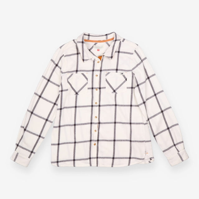 Check Shirt Cream Charcoal Long Sleeve Utility