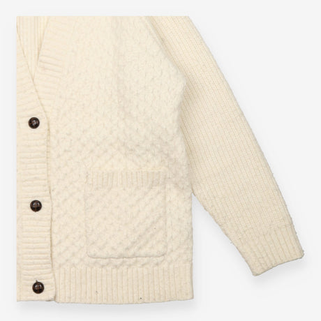 Chunky Knit Cream Open Cardigan with Pockets