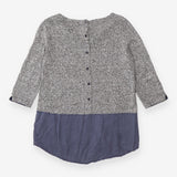 Grey Marl Tunic Jumper with Blue Hem Detail