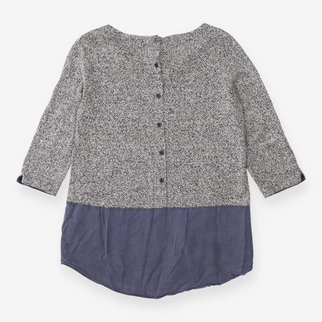 Grey Marl Tunic Jumper with Blue Hem Detail