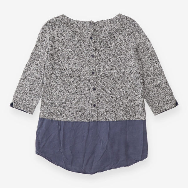 Grey Marl Tunic Jumper with Blue Hem Detail