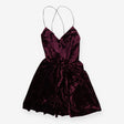Crushed Velvet Strappy Playsuit - Plum