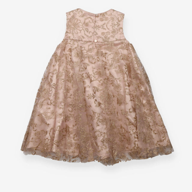 Dress Sleeveless Tulle Skirt Pink with Gold Sequin
