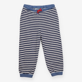 Blue and white knit joggers