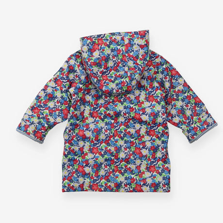 Fishermans Toggle Coat Blue and Red Floral - Blue 