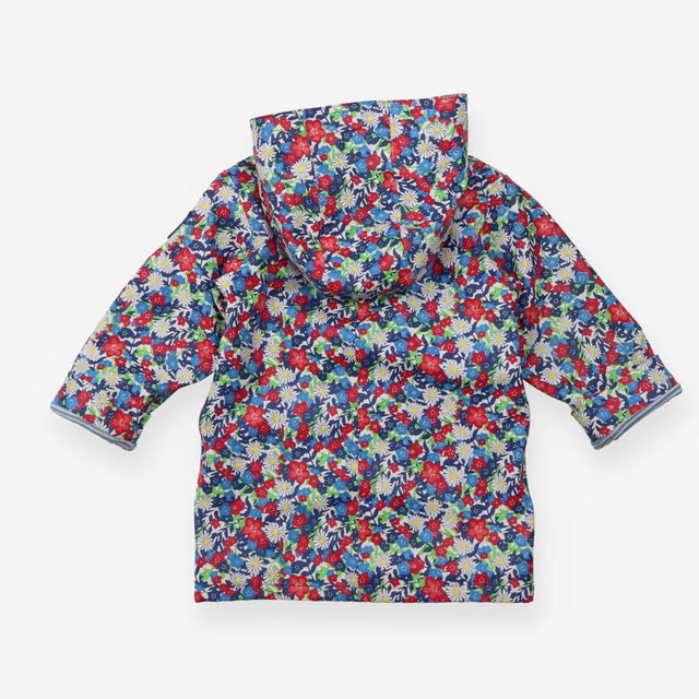 Fishermans Toggle Coat Blue and Red Floral - Blue 