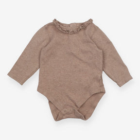 Frill Collared Bodysuit Brown