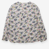 White blouse with navy and yellow floral