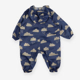 Puddlesuit Unlined navy with Beige Clouds