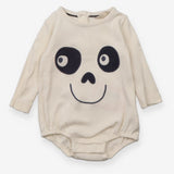 Bodysuit long sleeve white panda face