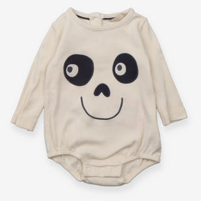 Bodysuit long sleeve white panda face