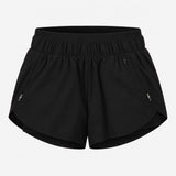 Running Shorts Black Zipped Pockets Elasticated Wa