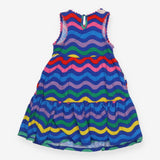 Dress jersey wavy stripes pom pom sleeves