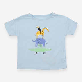 T-shirt blue crocodile turtle elephant giraffe