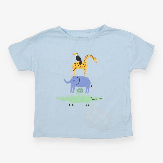 T-shirt blue crocodile turtle elephant giraffe