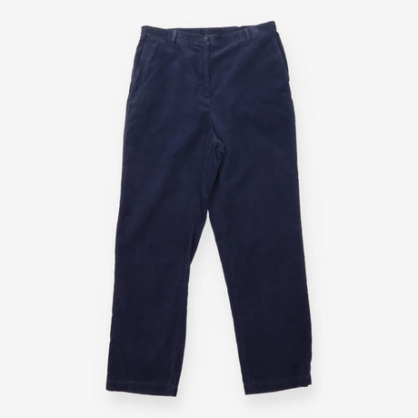High Rise Straight Leg Corduroy Trousers Navy Blue