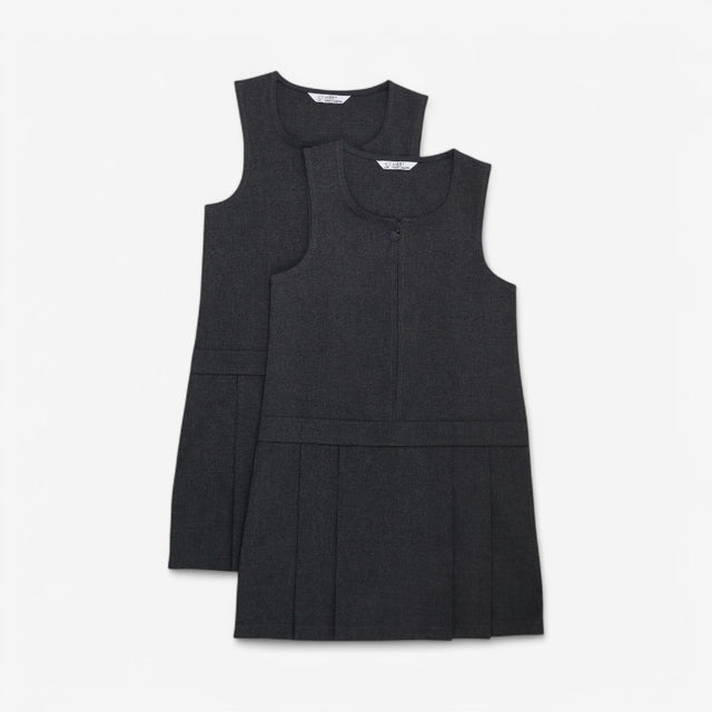 Pinafore grey school heart zip 2pc