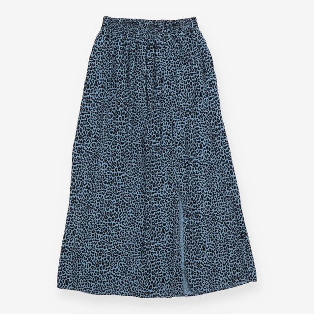 Whistles Blue Black Leopard Print Elasticated Midi