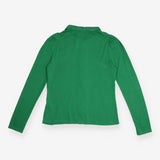 Jersey Top Bright Green Long Sleeve Gathered Shoul