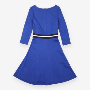 Fit Flare Dress Cobalt Blue Striped Waist