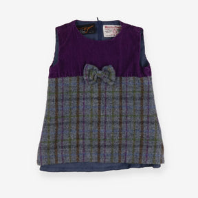 Harris Tweed dress purple grey check bow