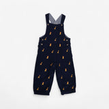 Navy cord lined lion and giraffe dungarees