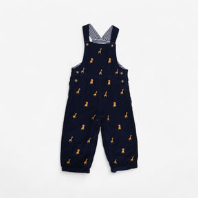 Navy cord lined lion and giraffe dungarees