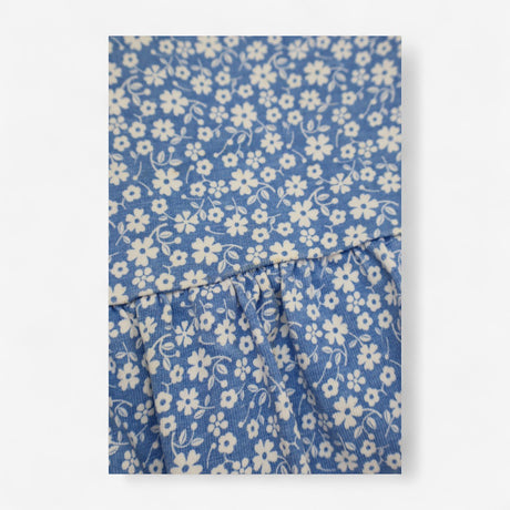 Blue Floral Jersey Dress with Blue Trim