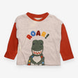 Tee LS brown sleeved dino roar