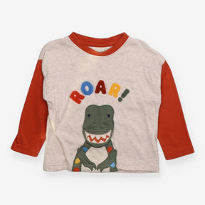 Tee LS brown sleeved dino roar