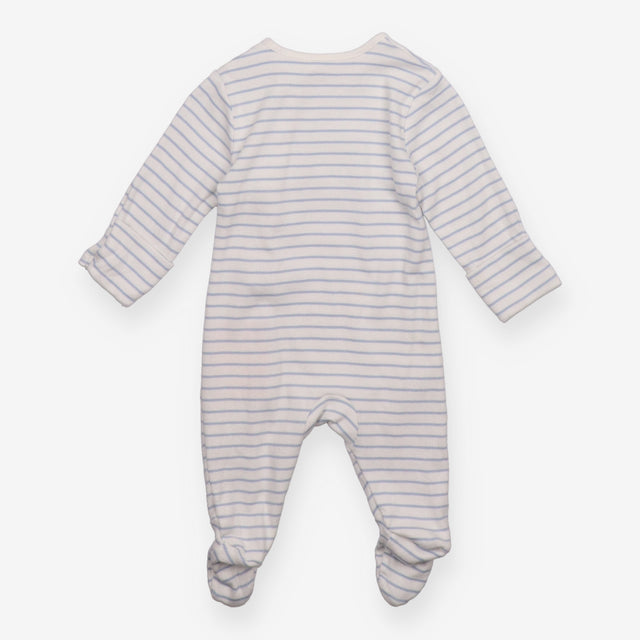 Sleepsuit zip blue and white stripe