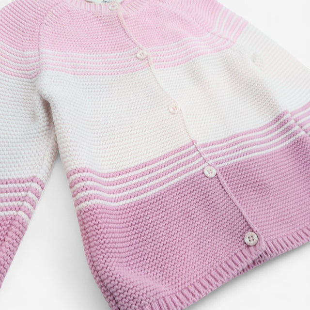 Cardigan knit pink stripe