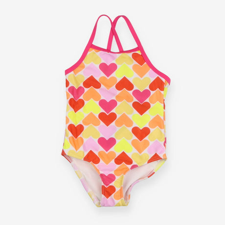 Swimsuit Pink Trim Multicoloured Hearts