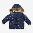 Puffer 3 in 1 Coat Navy with White Polka Dot