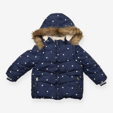 Puffer 3 in 1 Coat Navy with White Polka Dot