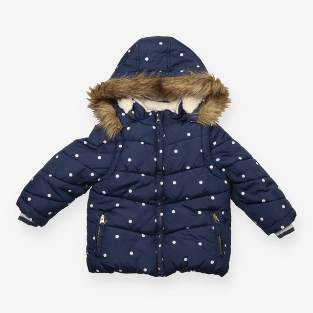 Puffer 3 in 1 Coat Navy with White Polka Dot