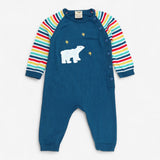 Knit Romper Striped sleeve with polar bear