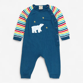 Knit Romper Striped sleeve with polar bear