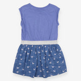 Dress blue with butterflies and silver sparkle bel