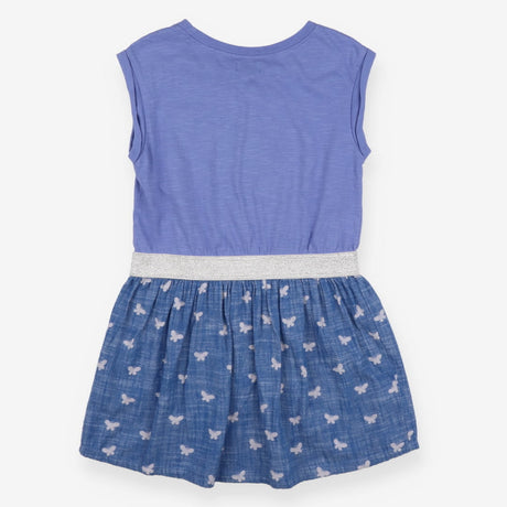 Dress blue with butterflies and silver sparkle bel