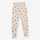 Leggings cream teddy bear and books