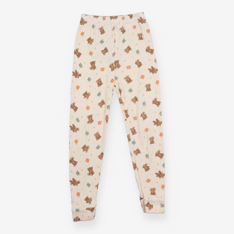 Leggings cream teddy bear and books