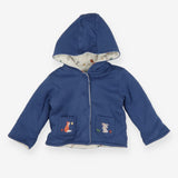 Reversible Jersey jacket with fox and bunny pocket