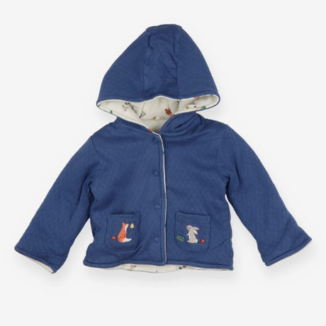 Reversible Jersey jacket with fox and bunny pocket
