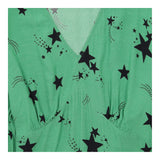 Midi Dress Green Viscose Star Print V Neck Long